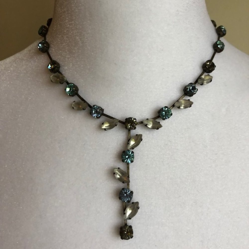 PILGRIM Danish Design Rhinestone Lariat Choker Necklace Vintage